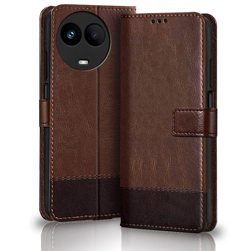 TheGiftKart Flip Back Cover Case for Realme 11 / 11X 5G / C67 5G / Narzo 60X 5G | Dual-Color Leather Finish | Inbuilt Stand & Pockets | Flip Cover for Realme 11 / 11X 5G (Faux Leather, Brown & Coffee) (B0CG93228F) Amazon Price History, Amazon Price Tracker