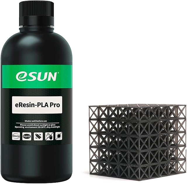 eSUN Plant-Based Pro 3D Printer Rapid Resin, 405nm LCD UV-Curing High Precision PLA Based Resin Photopolymer Resin 3D Printing Liquid for Monochrome Screen 3D Printer, 500g Black