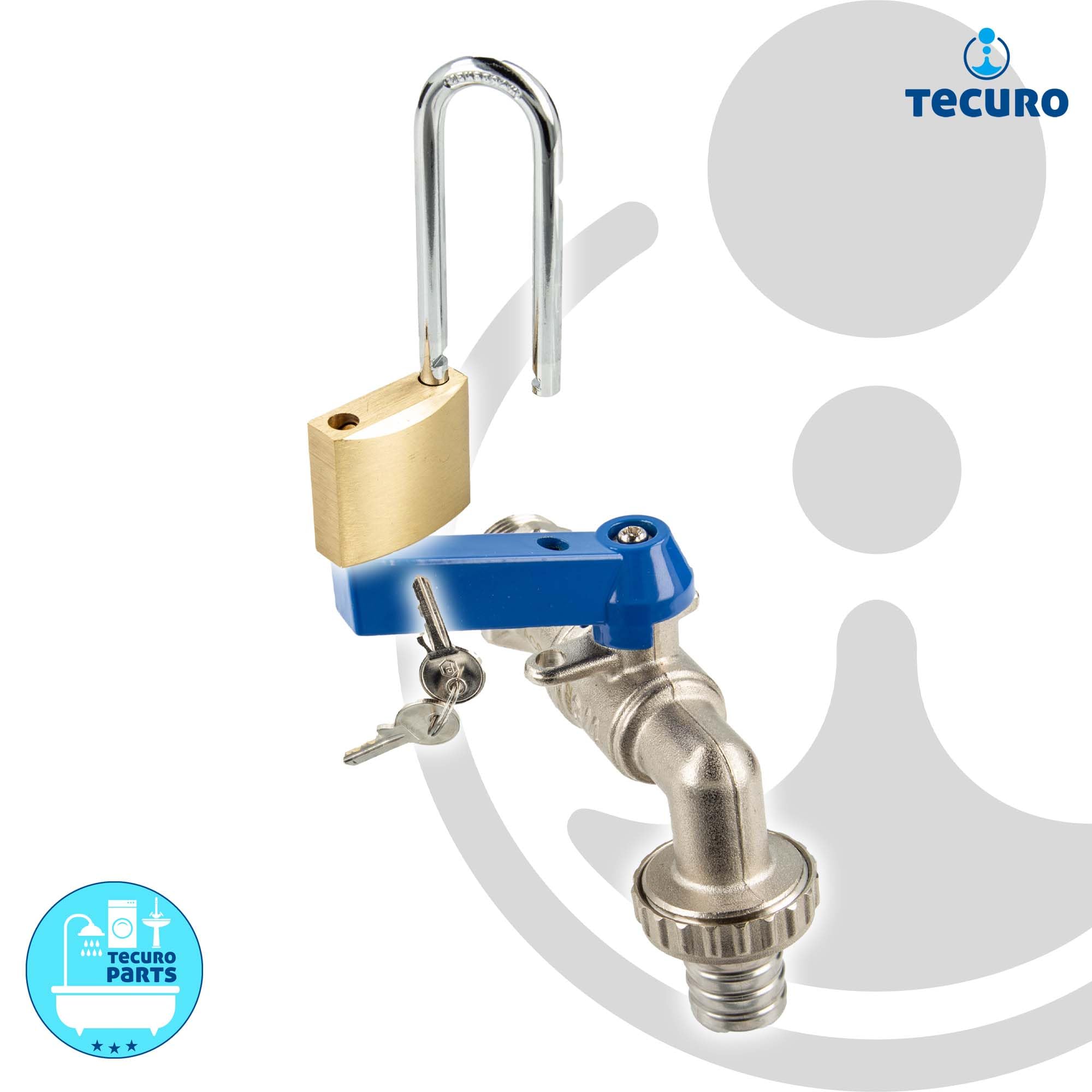 Tecuro Kugelauslaufventil 3/4 - Abschließbarer Zapfhahn Mit Vorhängeschloss