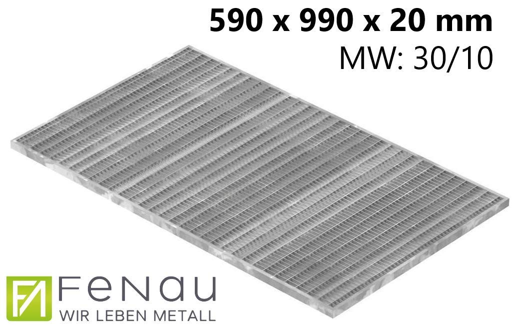 Fenau Grigliato/Griglia Dimensioni: 590 x 990 x 20 mm - MW: 30 mm / 10 mm (zincato a caldo) (Adatto per telaio: Fenau 600 x 1000 x 1000 x 23 mm)