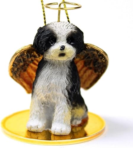 Conversation Concepts Shih Tzu - Adorno de perro ángel cortado para cachorro, color blanco y negro