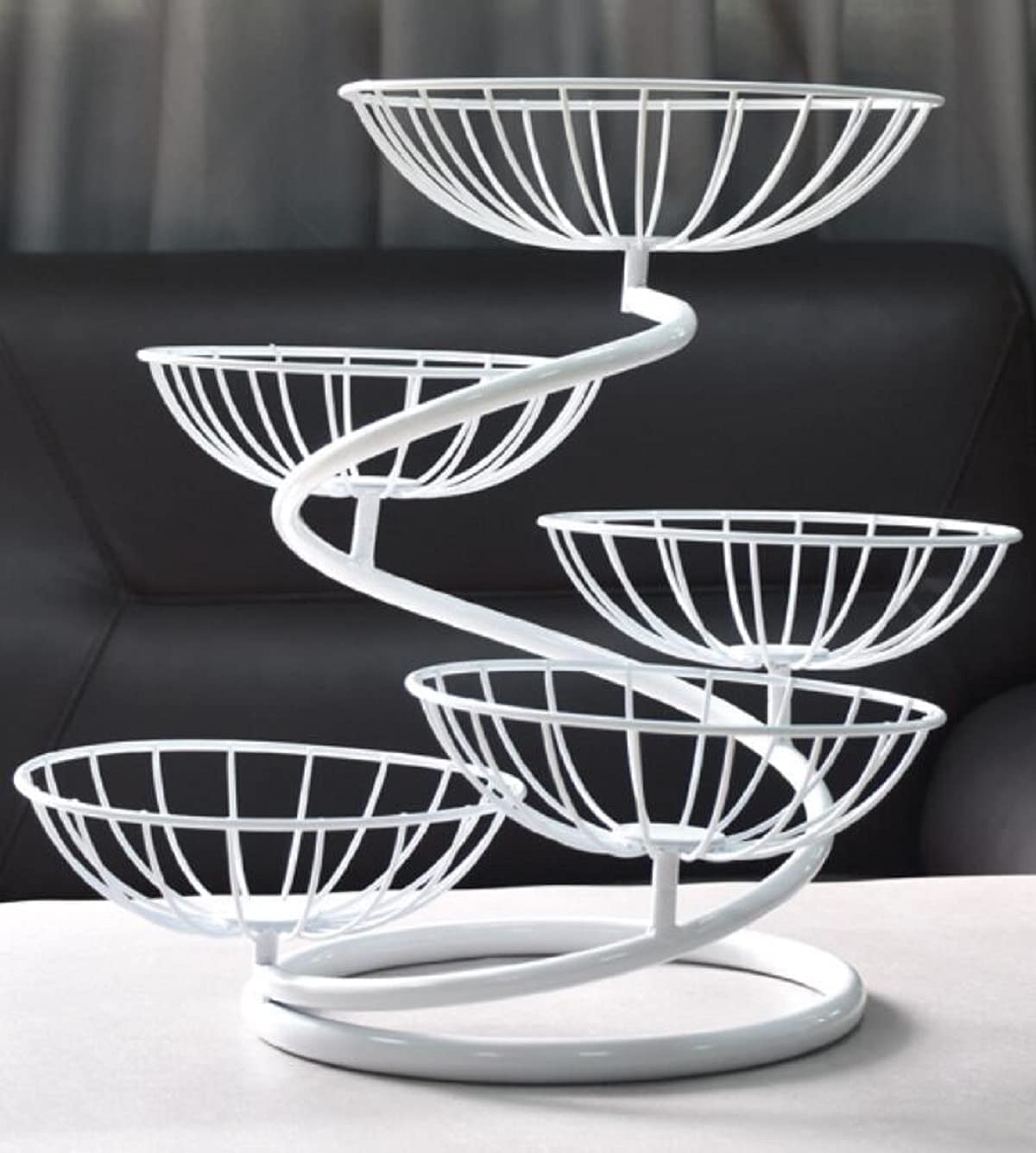 Cesta de frutas de metal de 5 niveles, soporte de almacenamiento de cocina desmontable para frutas, verduras, aperitivos y pan