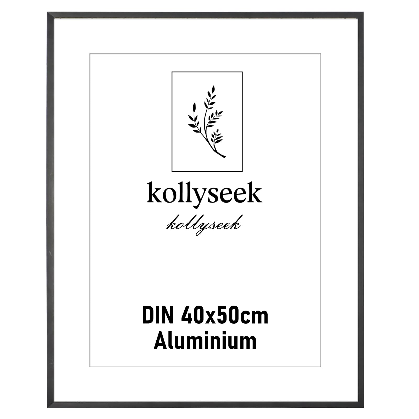 kollyseek Marco aluminio 40 x 50 cm negro marco póster de metal con vidrio acrílico irrompible moderno marco para fotos Marco con paspartú para imágenes Póster Foto negro