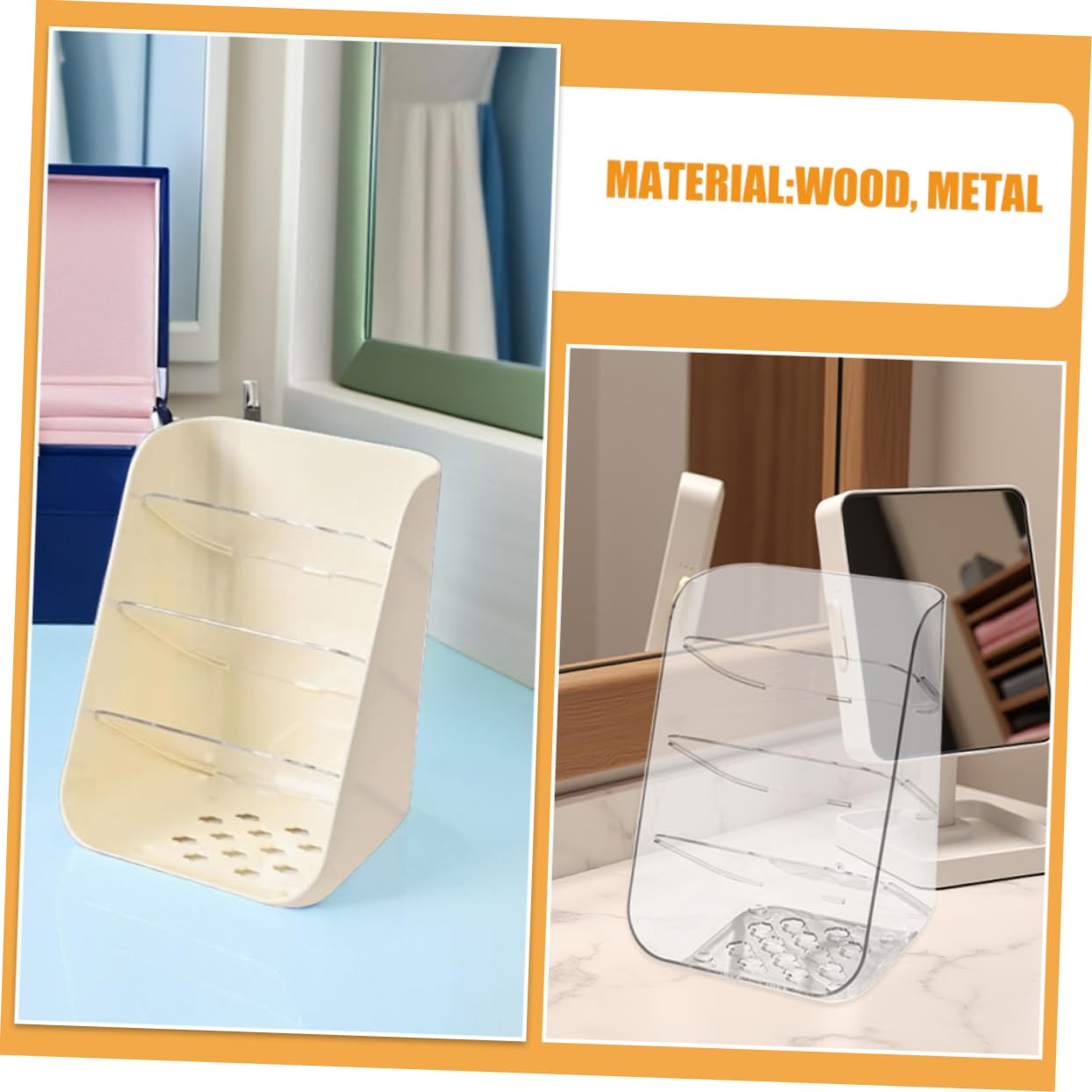 2pezzi Scatola Portaoggetti Trasparente per Scrivania Organizer per Scrivania Contenitore per Portapenne Organizer per Cancelleria in Plastica con Base Stabile