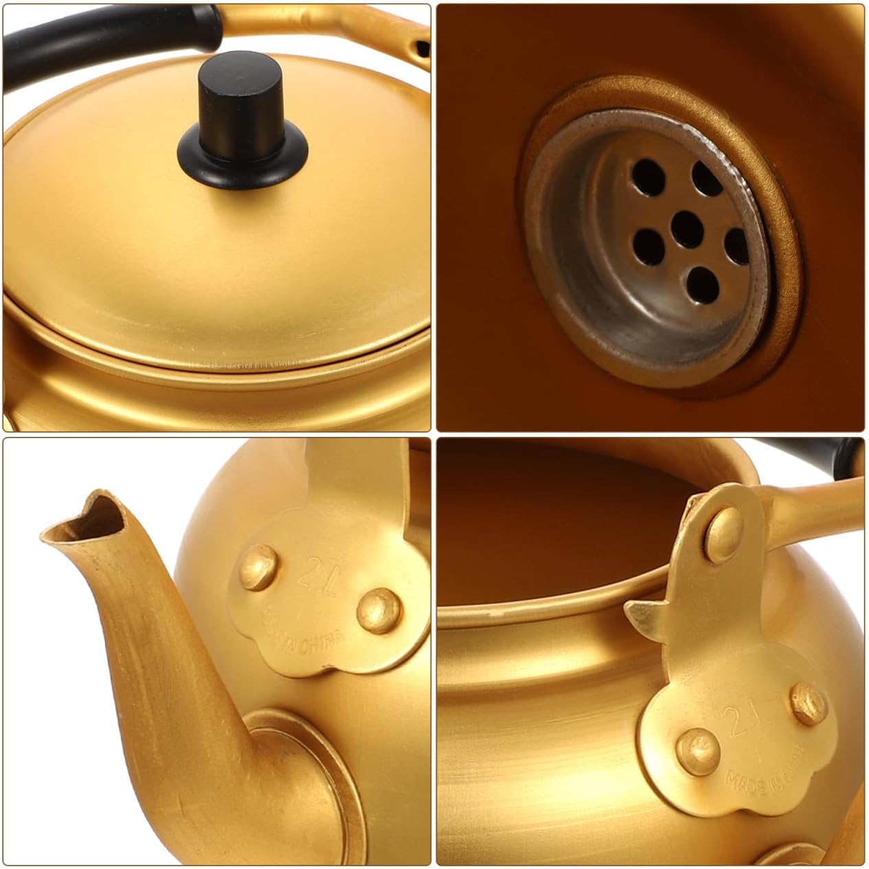 DOITOOL 2 Quart Stainless Steel Tea Kettle Stovetop, Teapot for Stovetop with Ergonomic Handle, Golden Tea Pot Korean Kettle for Coffee Hot Hot Water Boiler for Induction Gas