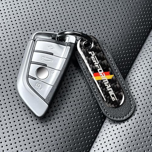 Image of muekzru Carbon Fiber Leather Set Car Keychain,Universal keychain Fashion Sports Keychains Keyring Business Gift Birthday