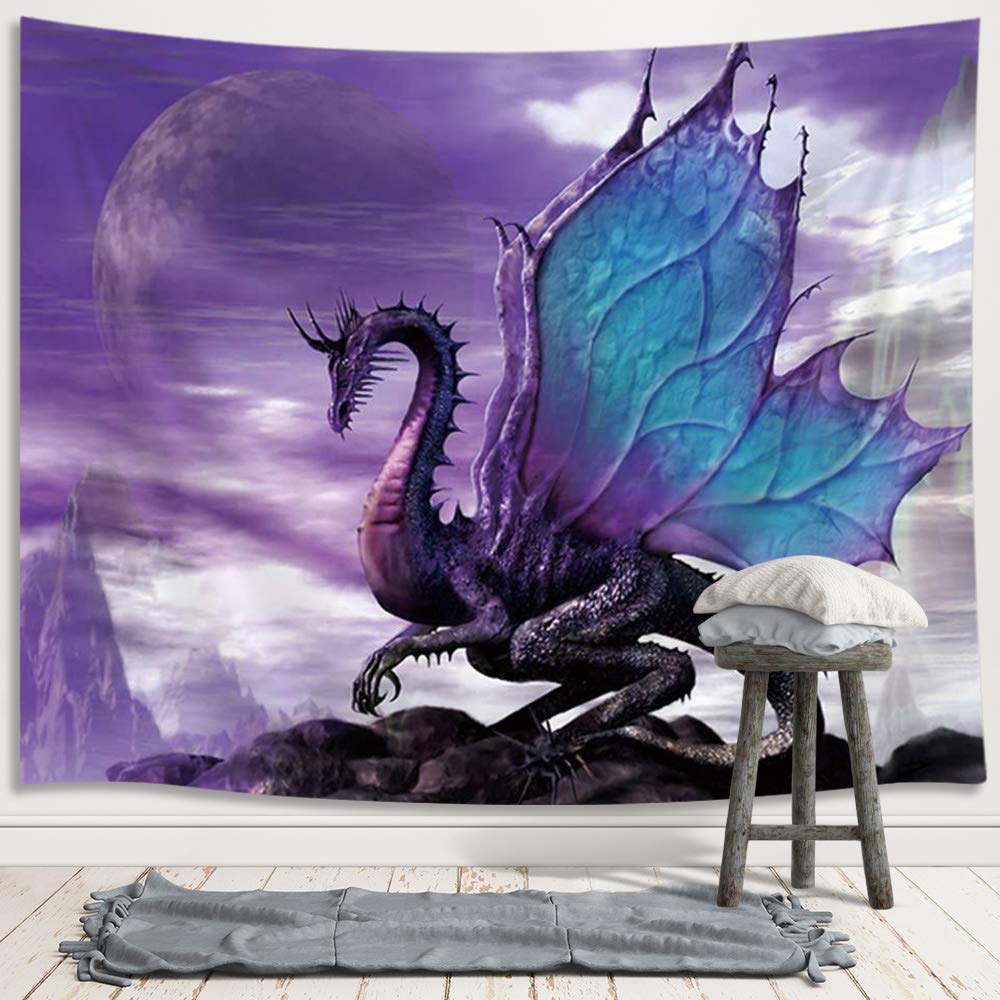 Nymb Medieval Fantasy Theme Wall Art Home Decor Purple Dragon