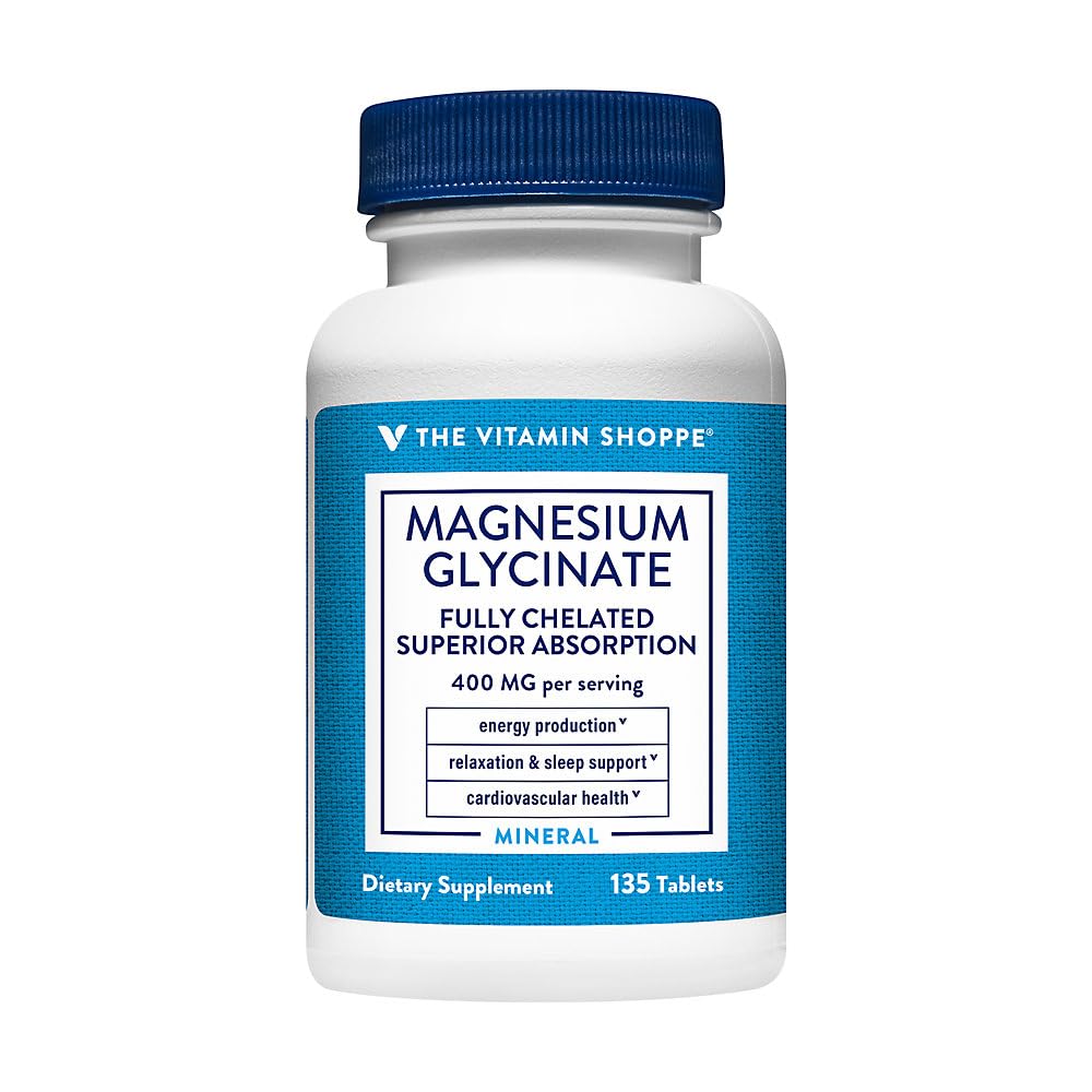 The Vitamin Shoppe Brand Magnesium Glycinate 400 MG, 135 Tablets 45 Servings Tablets