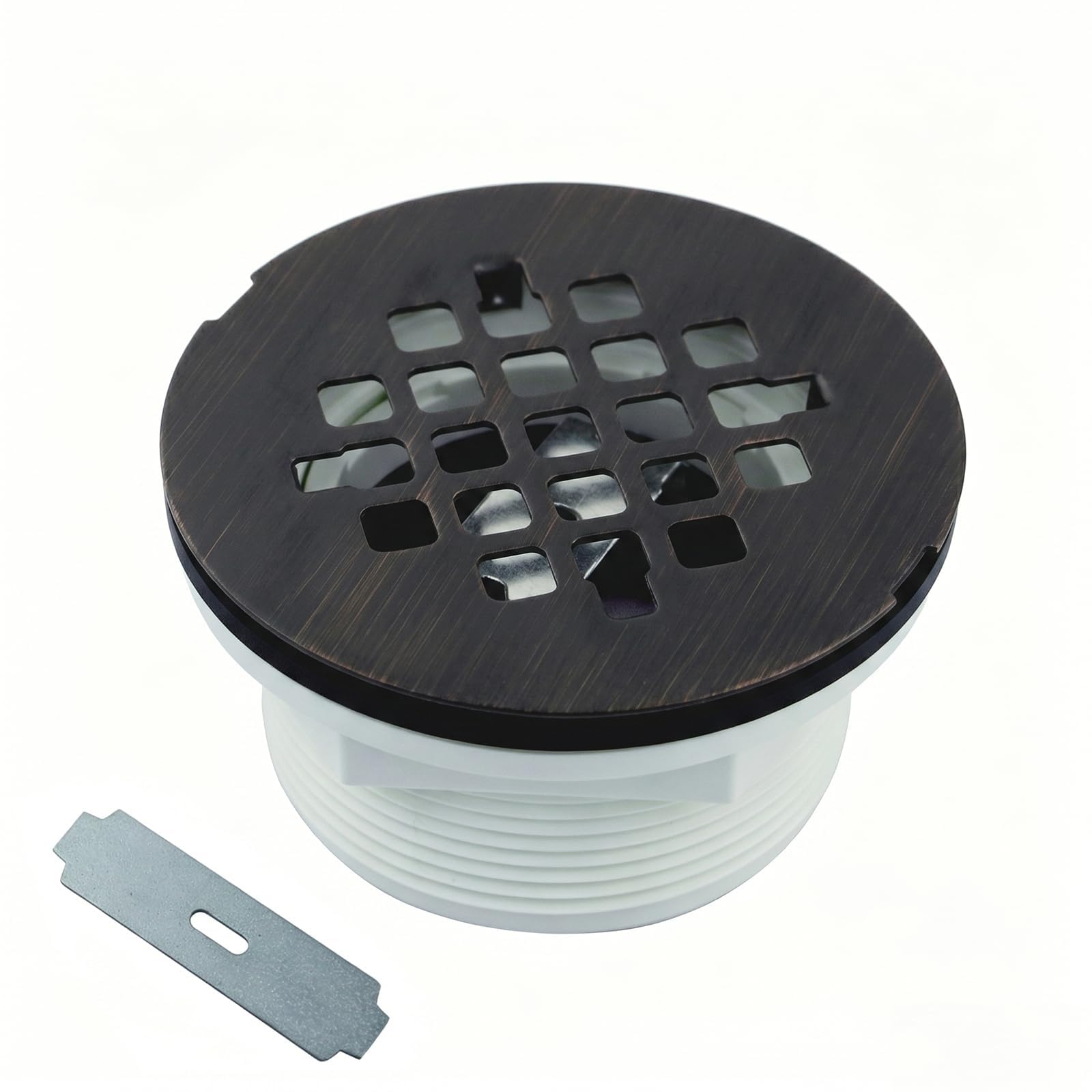 Drain de douche en PVC WELSAN avec bonde ronde de 10,2 cm en bronze huilé pour bac acrylique