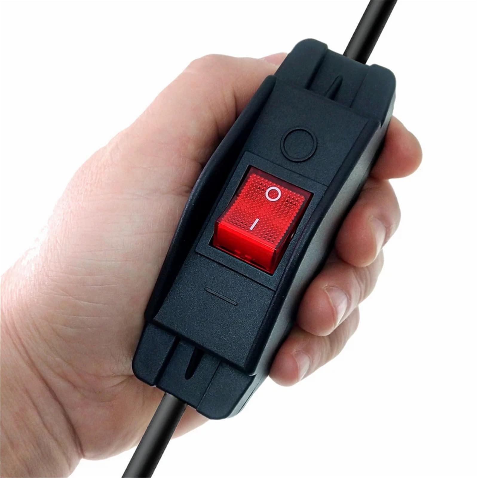 Interruptor en línea de 250 V, 16 A, con botón pulsador iluminado for encendido/apagado, 4 pines, 2 polos, 1 unidad(Black Button)