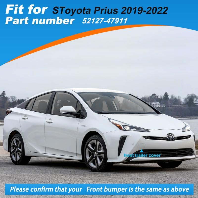 Car Front Bumper Tow Hook Cover Cap Towing Eye for Toyota Prius 2019 2020 2021 2022 Trailer Cover Cap 52128-47910 52127-47911(Silver, Right Passenger Side)