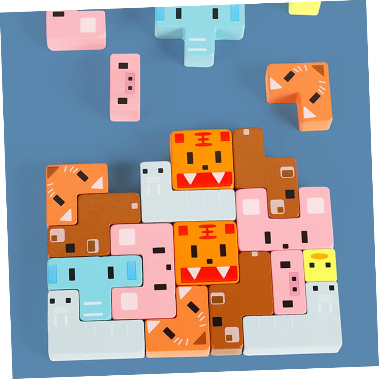 Giocattolo di Legno per Bambini Set di Blocchi Impilabili Educativi per Sviluppare Abilità Sociali e capacità Operative per Gioco Interattivo