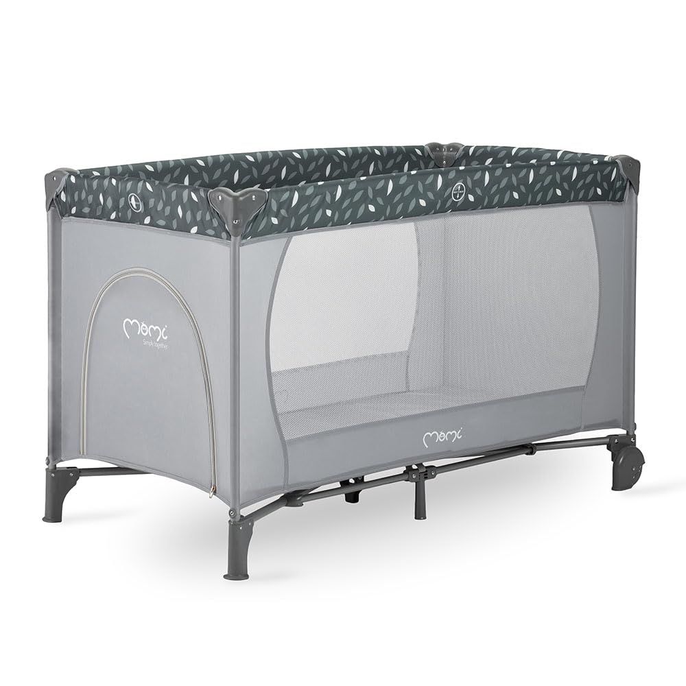 Momi Lit de Voyage BELOVE, pour Les Enfants Jusqu’à 15 kg de Poids corporel, Largeur 65 x Longueur 125 x Hauteur 78 cm (plié 21 x 23 x 80 cm), lit de Voyage pour Enfants avec Matelas, 2 Roues