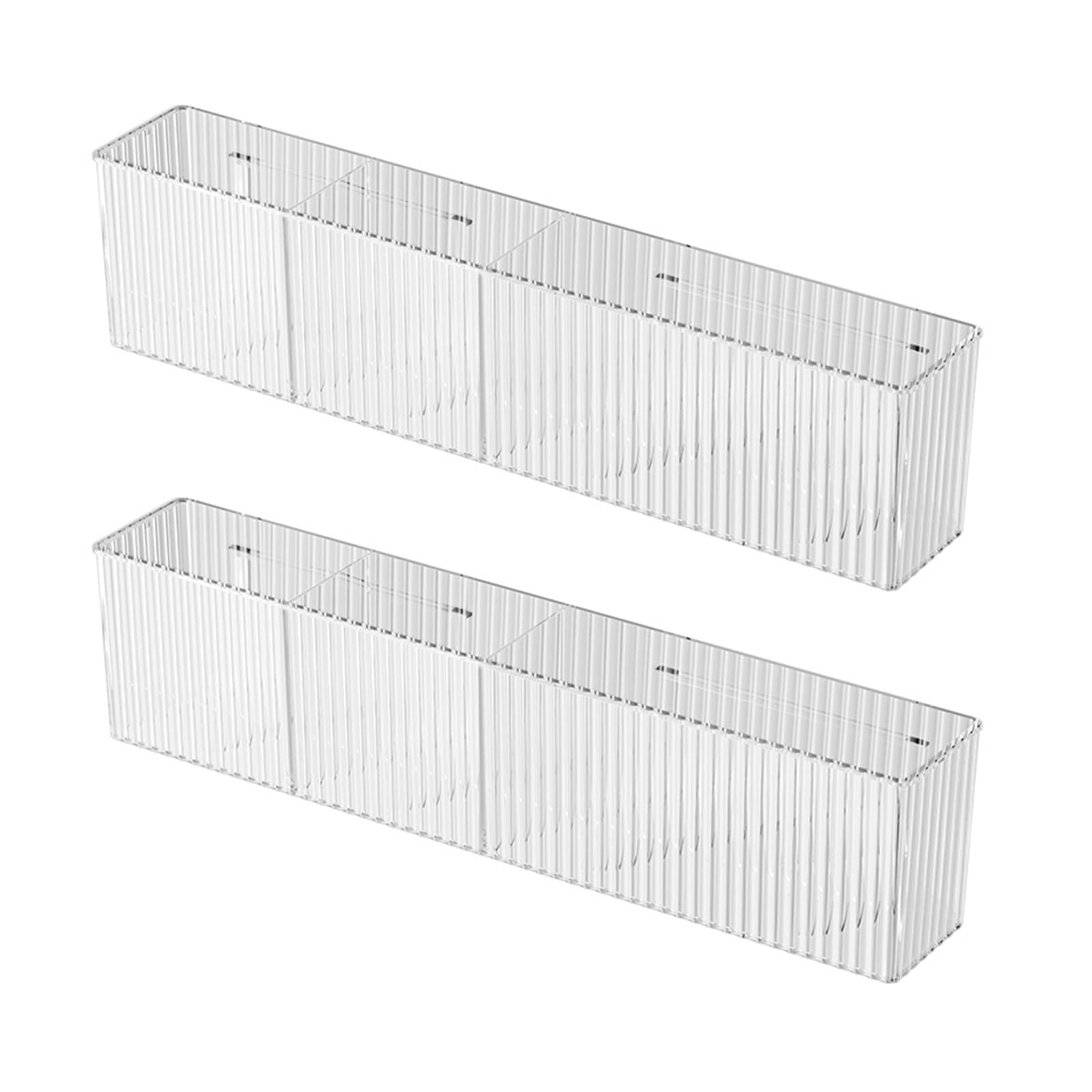 XISAOK 2 Pieces Wall Mount Clear Bathroom Makeup Organizers Storage Shelves with 3 Compartments for Home and Office