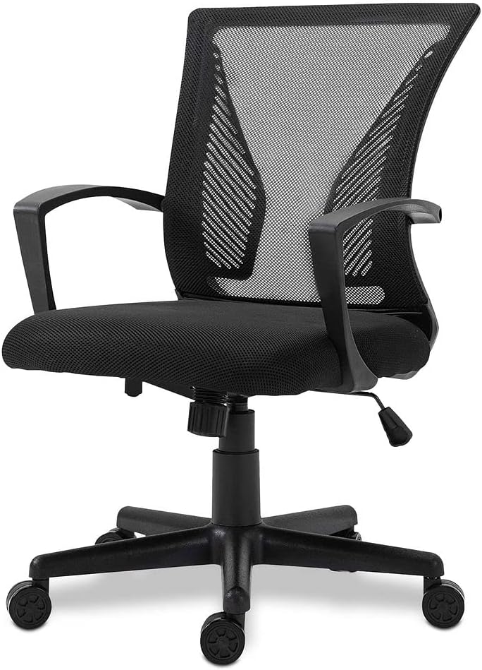 Halter Desk Chair - Black Gaming Mesh Chair - Adjustable and Comfortable Ergonomic Chair with Armrests and Wing Lumbar Support - Ideal Gaming or Home Office Chair