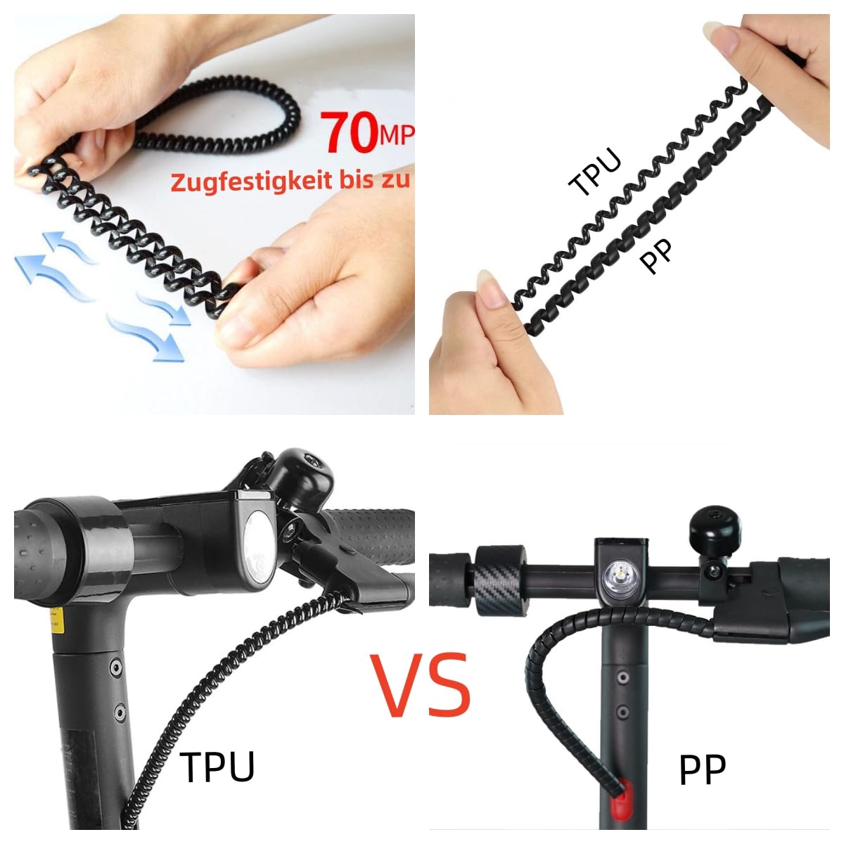 YQQXCY 2 m Scooter Cable Protector Spiral Cable Tube for Ninebot G30 ...