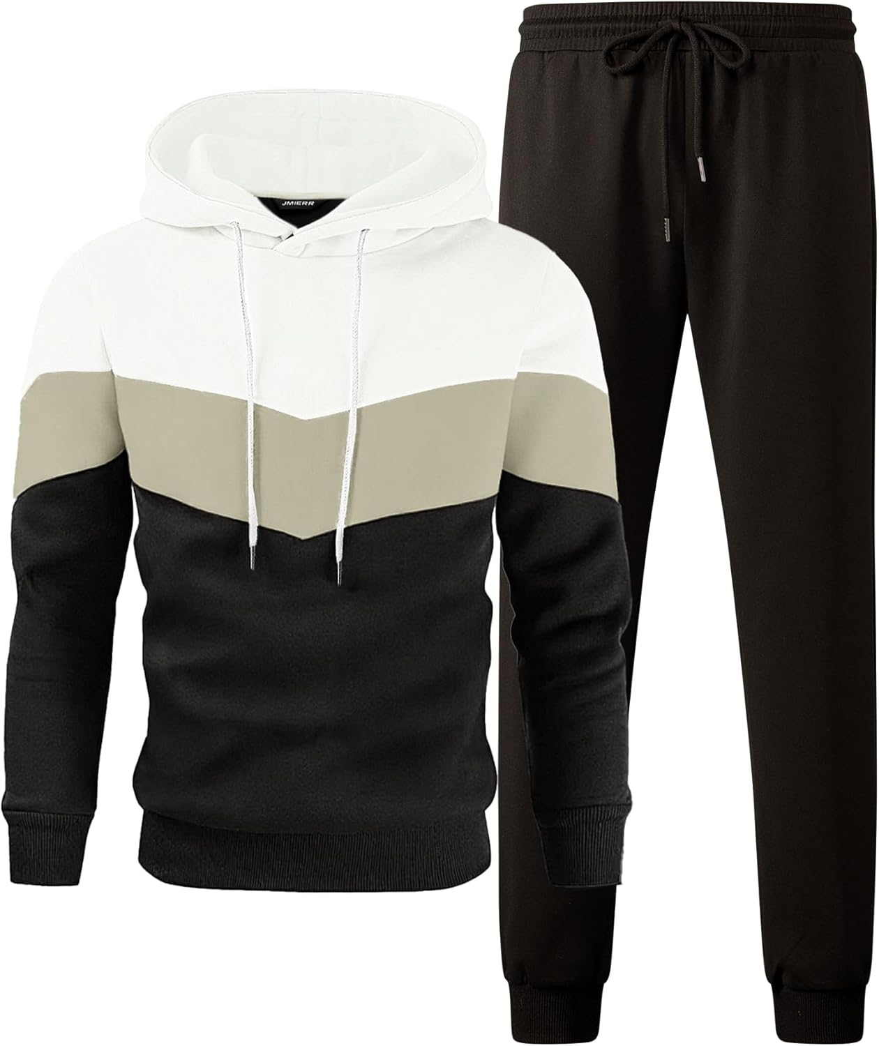 Sweatsuits for Men Set 2 Piece Airport Outfits Jacquard Sweatsuits Long Sleeve Hoodie Sweatshirt & Joggers Sweatpants, Fall Tracksuit Matching Lounge Sets, Large, Black
