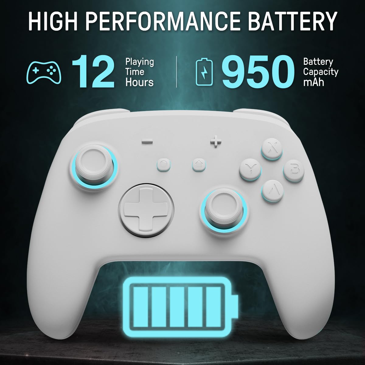 Générique Manette Switch 2, Manette Switch Pro Sans Fil Compatible avec Switch 2/OLED/Lite, Switch 2 Pro Controller avec 7 Couleurs LED/Paddle/Turbo – Blanc