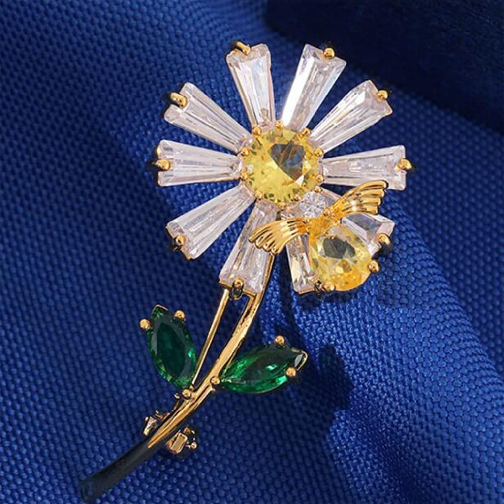 Broches con Forma de Margarita, Broche de Cobre, Pin de Collar a la Moda para Chal, Pin, Clips para Collar, Accesorios, Pin de Solapa para Banquete de Boda