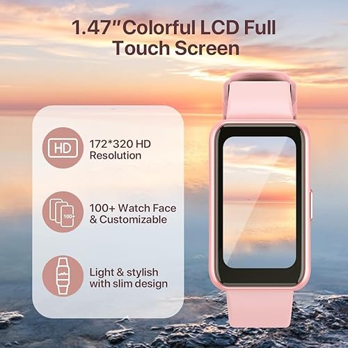 Vista 14 de Smart Watch for Women, Slim Fitness Tracker with Heart Rate, Blood Oxygen, Sleep & Step Monitor, IP68 Waterproof Smartwatch, Lightweight Pink/Gold