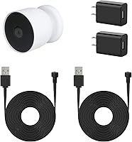 Vista 1 de Paquete de 2 adaptadores de corriente para Google Nest Cam (batería), con cable de carga resistente a la intemperie de 16.4 pies (16.4 ft) que Negro