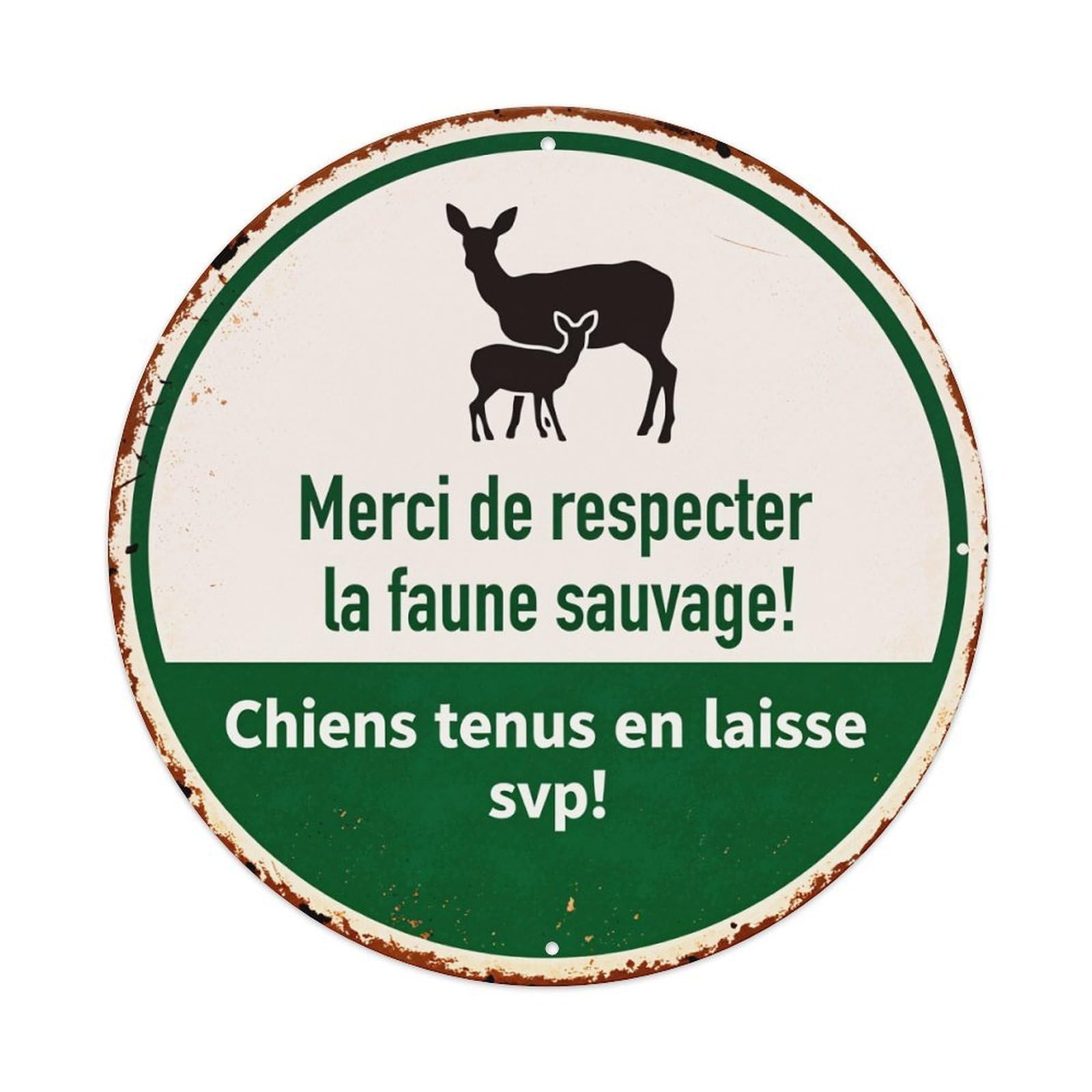 Deer And Fawn Silhouette Sign Round Tin Sign Vintage Style Metal Sign Home Bar Garden Wall Plaque Decor Metal Poster 8x8 Inch