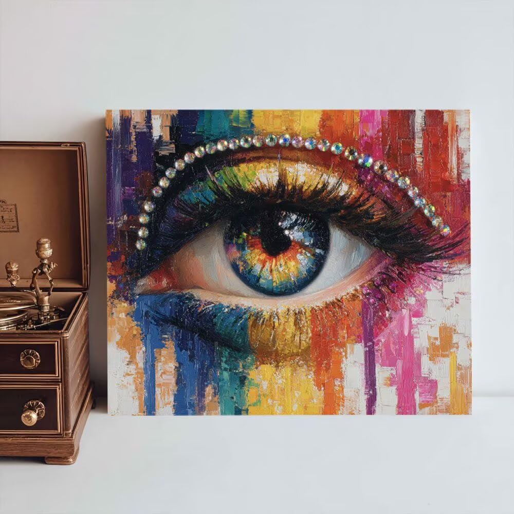 Malen Nach Zahlen Erwachsene DIY Komplettset - Hochwertige Acrylfarben & Leinwand - Entspannendes Kunsthandwerk für Anfänger & Fortgeschrittene - Ideales Home Deko - Augenfarbe Motiv (80x100cm) C-955