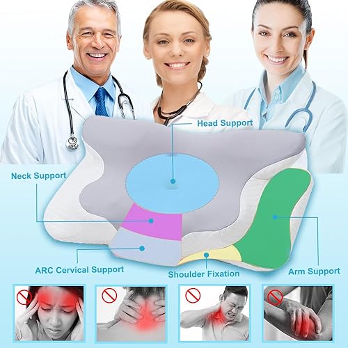 Miniatura 5 de Almohada cervical para cuello y hombros, almohada cervical de espuma viscoelástica, almohada ortopédica ergonómica mejorada para el cuello para