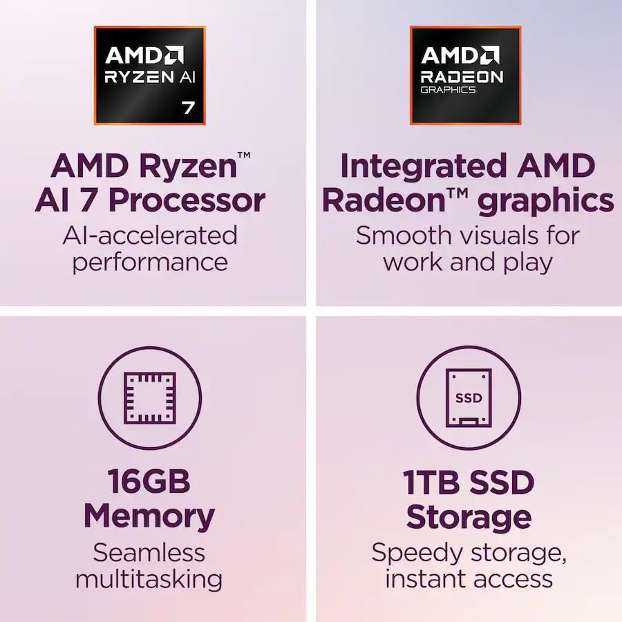 Image of Lenovo Yoga 7a 2-in-1Copilot+ PC Laptop, 16 inch 2K LCD Touchscreen, AMD Ryzen AI 7 445(Upto 50 AI Tops), 16GB LPDDR5X, 1TB SSD, WiFi 7, Backlit KB, Fingerprint, 1080P Webcam, Win11 PRO