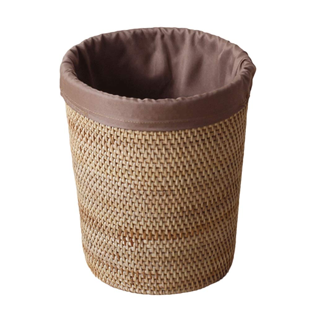 Kosz na śmieci Rattan Trash może przechowywać kosz na komputery stacjonarne wiadro papierowe papieru wyłącznie ręcznie robione śmietane kosz na śmieci bez pokrywki Ashcan do segregacji śmieci (Color