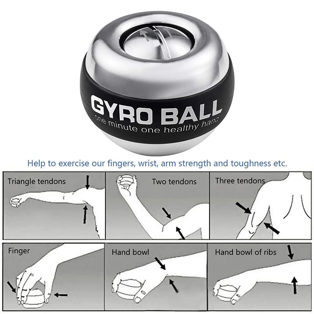 GOZATO Auto-Start Wrist Power Gyro Ball, Wrist Strengthener and Forearm Exerciser for Stronger Arm Fingers Wrist Bones and Muscle, Crush Ball Metal