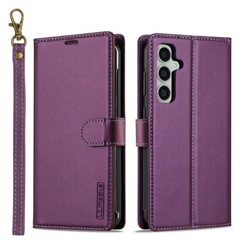 Étui Samsung Galaxy S22 Ultra violet à rabat magnétique amovible en cuir