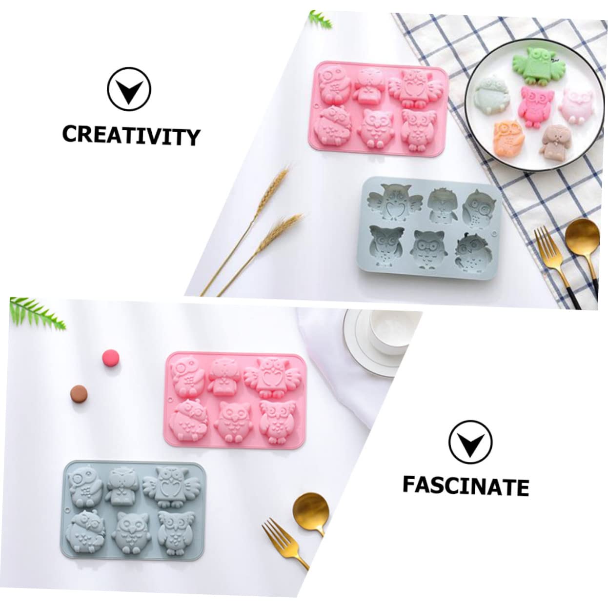 TOPBATHY 3 Set Di Da Forno A Forma Di Gufo in Silicone Per Fondente Per Decorare Torte Facili Da Usare E Da Pulire 2 Pezzi*3