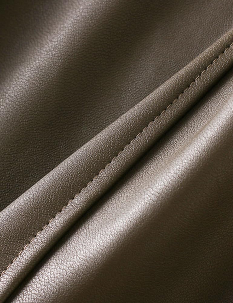 Women's Faux Leather Skirt Vintage High Wiast A Line Bodycon Midi PU Leather Skirt - Image 4