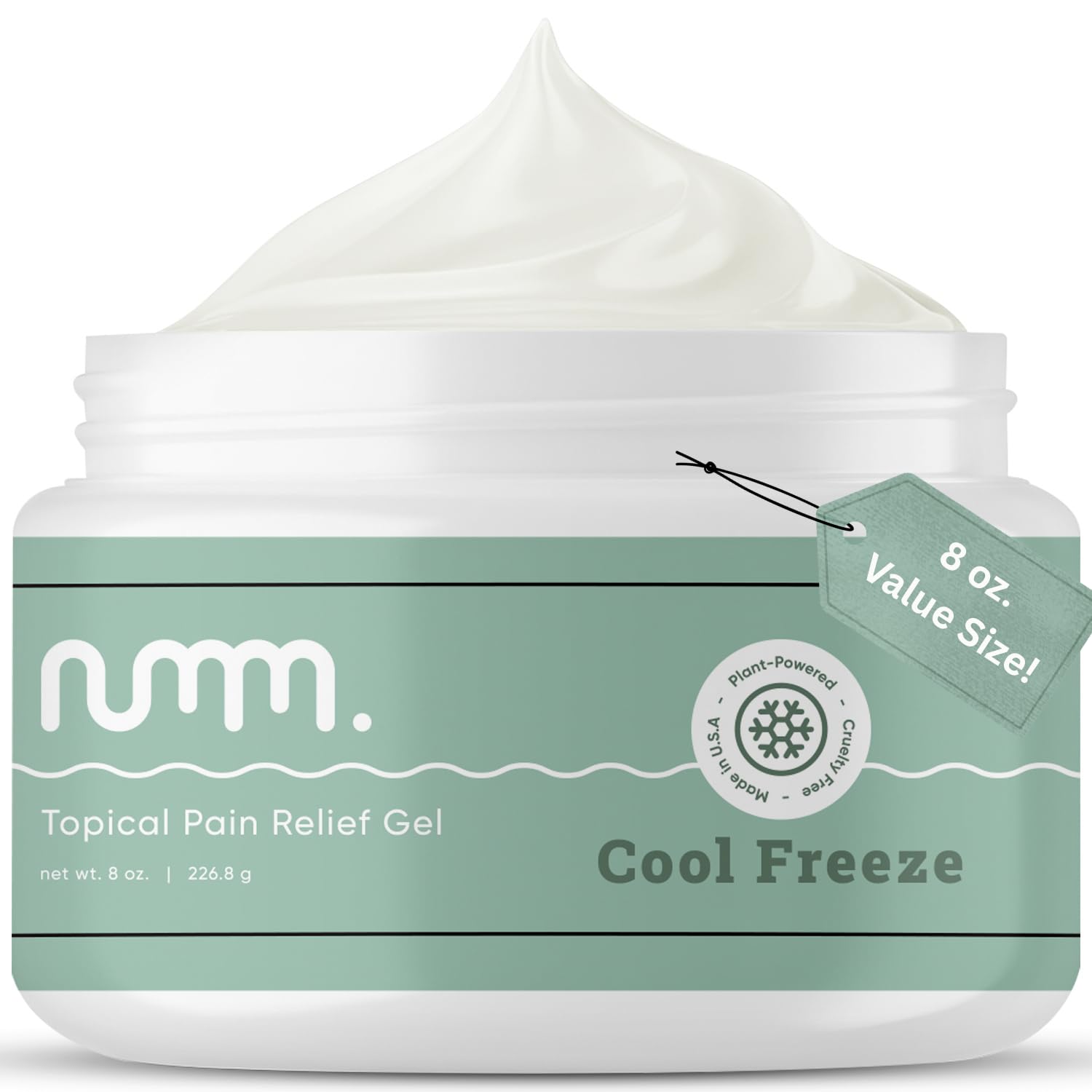 numm Cool Pain Relief Gel – Instant Cold Therapy for Joint & Muscle Pain, Strain & Soreness – Menthol Cream 8oz – Vegan, Alcohol-Free Cooling Relief for Post-Workout Recovery