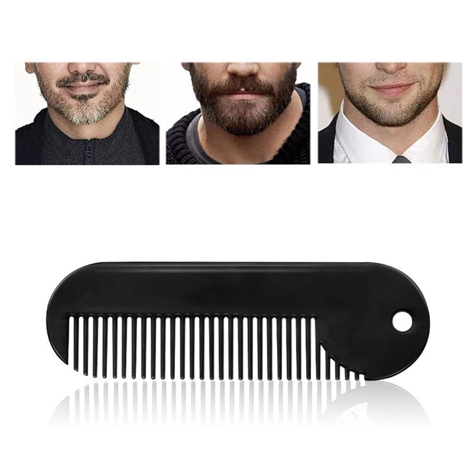 SHIUCS Pocket Beard Comb, Fine Toothed, Small, Black, Men's Facial Hair Grooming Comb, Easy to Use, Travel Size