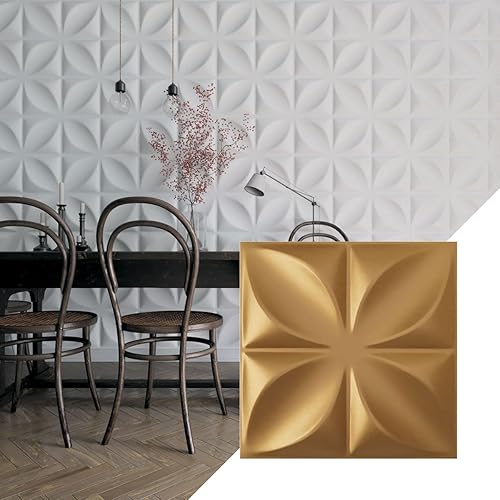 Ekena Millwork 19 58 pulgadas de ancho x 19 58 pulgadas de alto Alexa EnduraWall Panel de pared decorativo 3D, dorado (cubre 2.67 pies cuadrados).