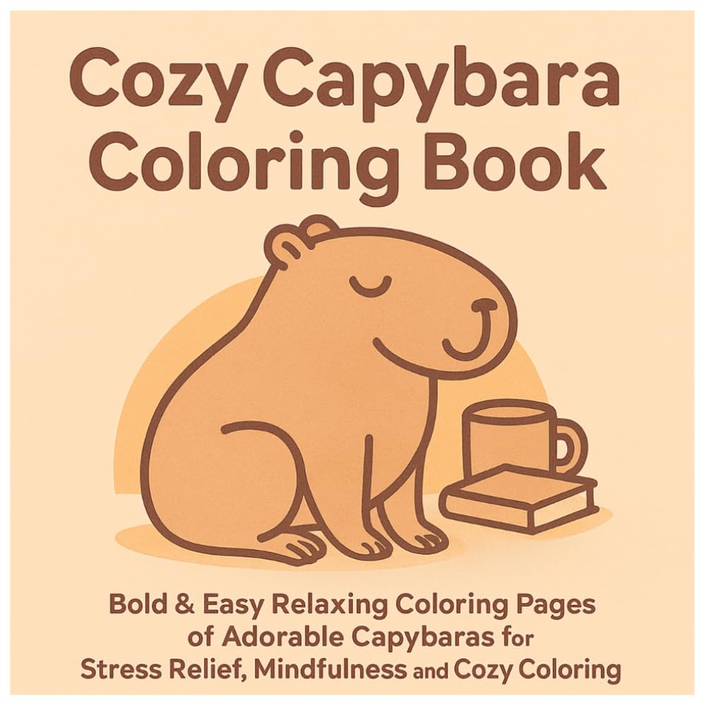 Cozy Capybara Coloring Book: Bold & Easy Relaxing Coloring Pages of Adorable Capybaras for Stress Relief, Mindfulness and Cozy Coloring