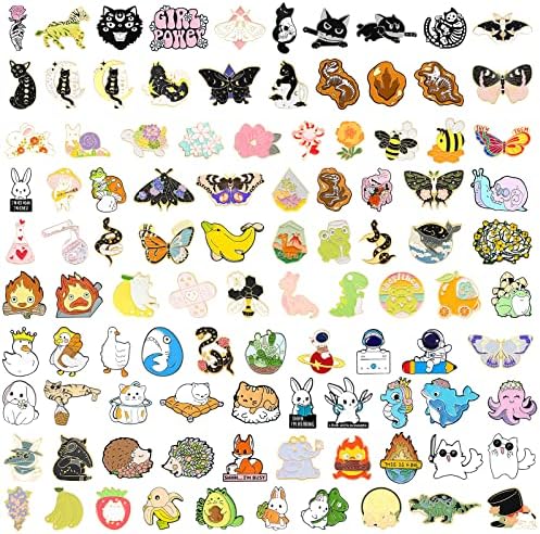 Enamel Pins for Backpacks, Cute Enamel Pins Backs Aesthetic Bulk Set Random Anime Lapel Badges Brooches Funny Pins for Women, Bag,Clothes,Jackets, Hats, Kids, Girls, Gifts (20PC)