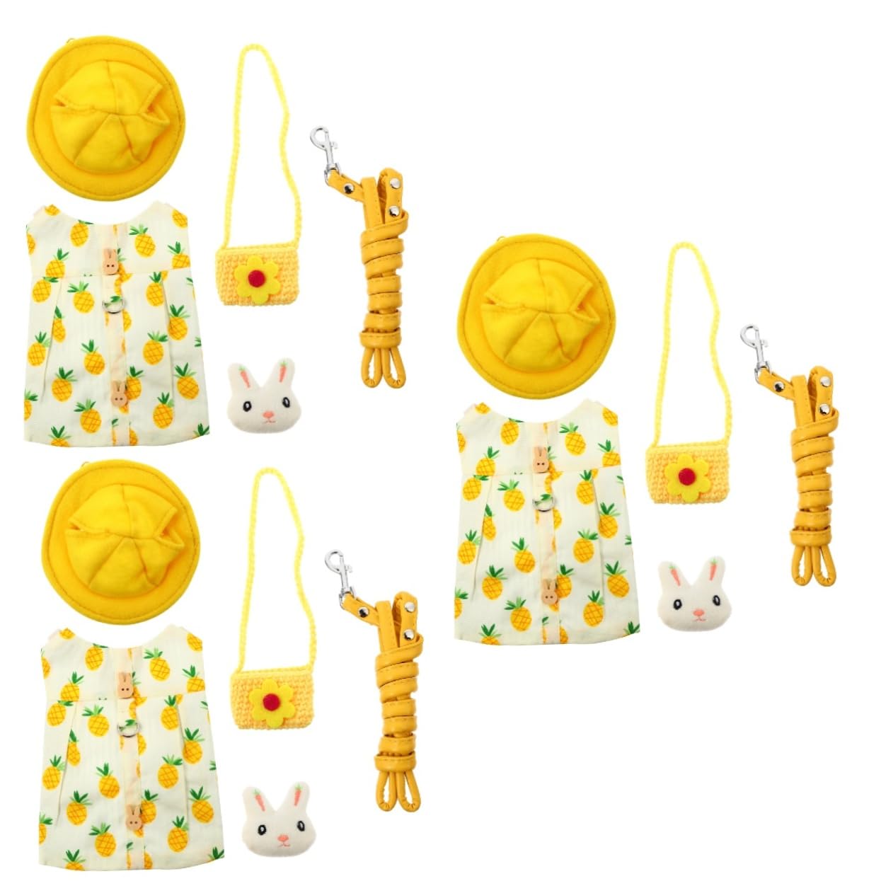 Angoily 3sätze Bunny Stripe Geschirr Haustiere Verstellbare Kaninchenleine Mit Niedlichem Hut Und Kleidung Für Kleine Tiere Wie Zwergkaninchen Weich Und Bequem Für Feiertagsoutfits