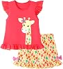 HILEELANG Toddler Girl Summer Easter Outfit Short Sets Cotton Ruffle Sleeve Tops Tees Shorts Clothing Sets