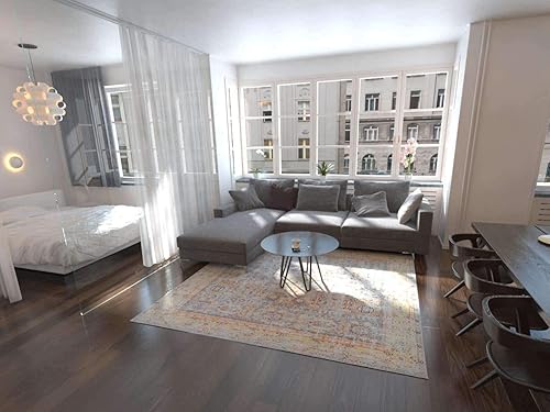 Miniatura 2 de Unique Loom Austin Collection - Alfombra de área (8 pies, cuadrada, azul clarocrema)