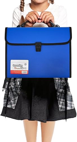 Miniatura 5 de Carpetas con asa, carpetas A4 con 13 bolsillos, carpetas de archivos de gran capacidad, organizador de archivos expandible impermeable, organizador