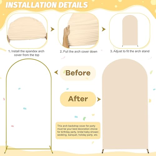 Miniatura 9 de FOTSHARER Paneles de cubierta de arco de elastano negro de 5 pies de tela rústica para arco de boda para novia, baby shower, cubierta de telón de