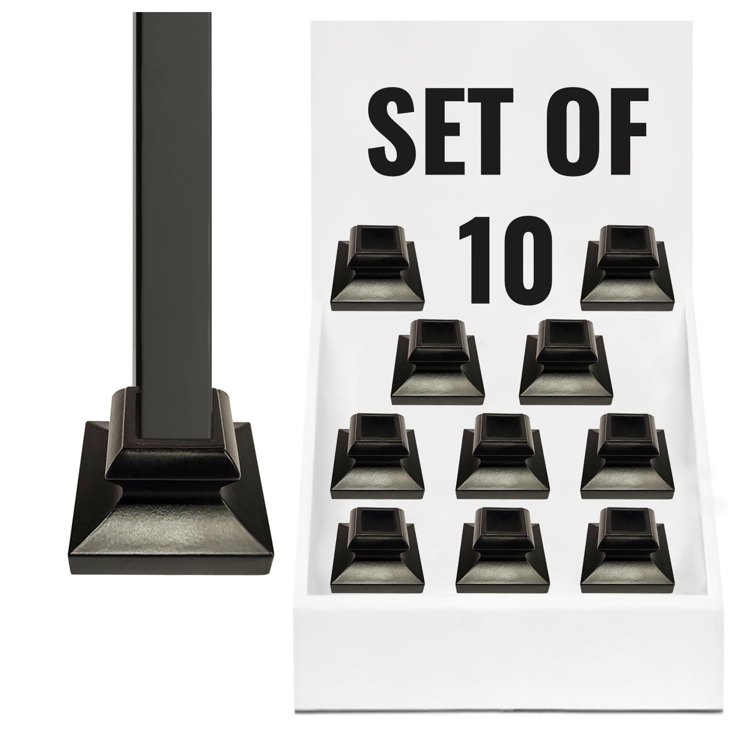 Baluster Flat Base Slim Shoe - for 1/2" Square Iron Balusters - Set of 10 (Satin Black) - DH-SS2