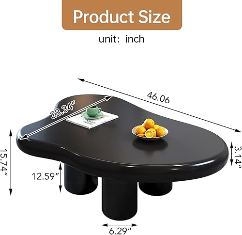 Miniatura 5 de Guyii Mesa auxiliar Cloud con diseño de nube, bonita mesa auxiliar, mesa de centro moderna, mesas de café de dibujos animados negros, mesa de té