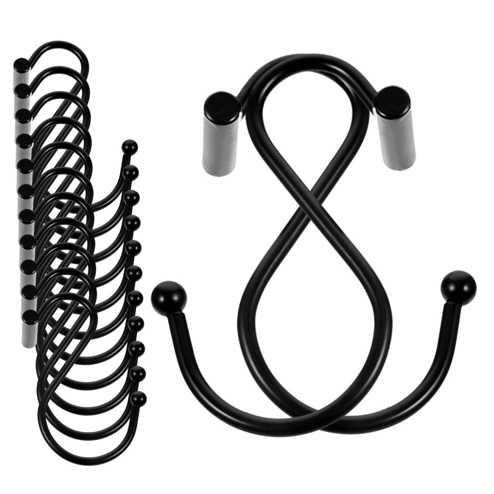 MAGICLULU Ganci Pezzi in 24 Doccia Ferro Forma e Tenda Nero per a S, Fissaggio Sicuro Accessori Tende e Teli Bagno