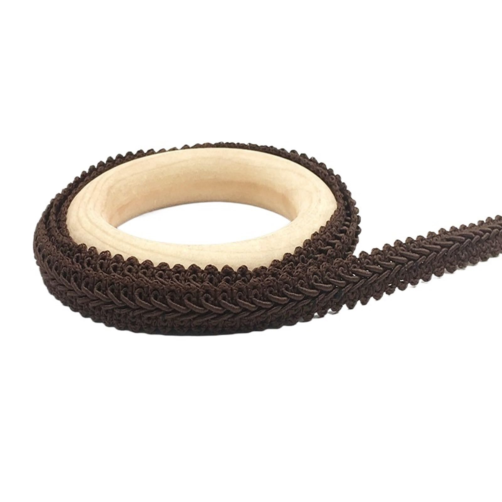 Ruban de Tissu, Bordure de Dentelle, Ruban de Bordure en Dentelle de Coton courbé de 5 mètres, Tissu Fait à la Main(Brown)