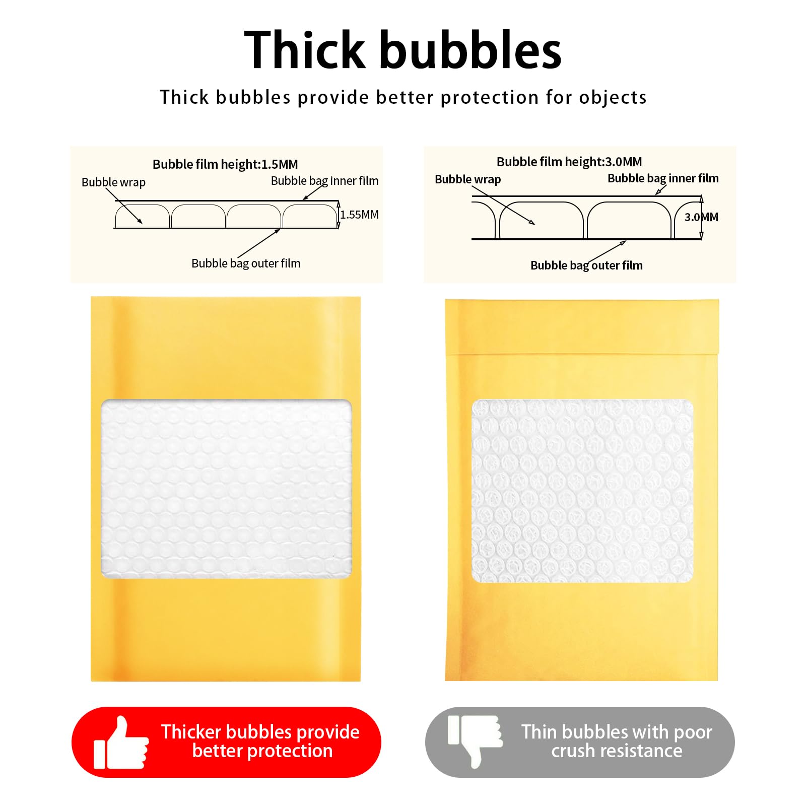 Dasen Sobres de burbujas de papel kraft de 10.5 x 15 pulgadas, paquete de 50 sobres de papel autosellantes para embalaje, sobres de sobres de fuerte adherencia, pequeñas bolsas de envío acolchadas