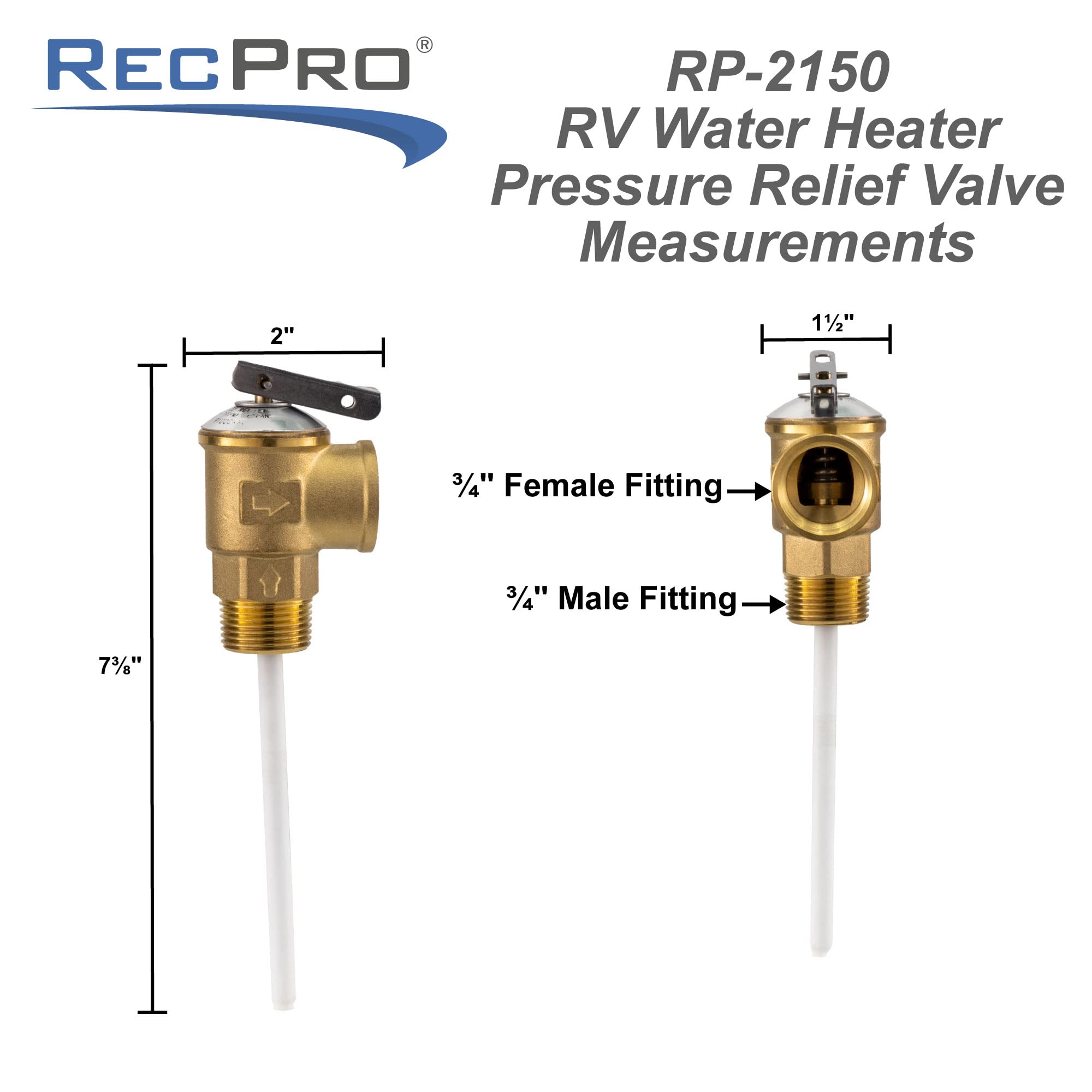 RecPro 3/4" valvola limitatrice di pressione RV con 4" sonda rivestita in resina epossidica